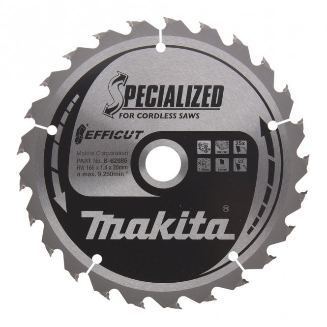Milwaukee B-62985 165 X 20 X 25 Tooth Efficut TCT Wood Circular Saw Blade