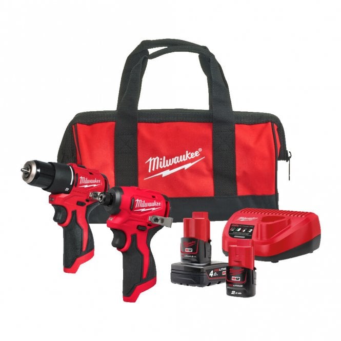 Milwaukee M12BLPP2B-422B 12v Cordless Brushless Twin Pack Drill & Impact Driver