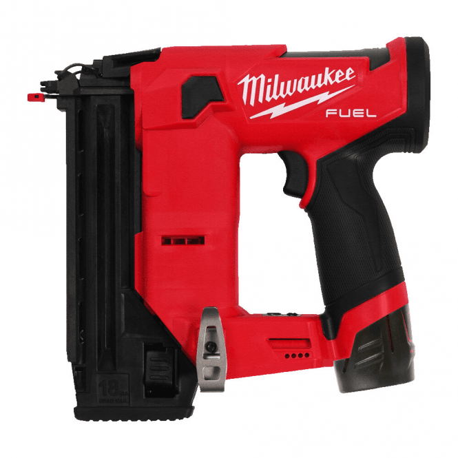 Milwaukee M12FCN18GS-202X 12v Cordless Brad Nailer 18 Gauge Straight 2 x 2.0ah Batteries Charger + Case