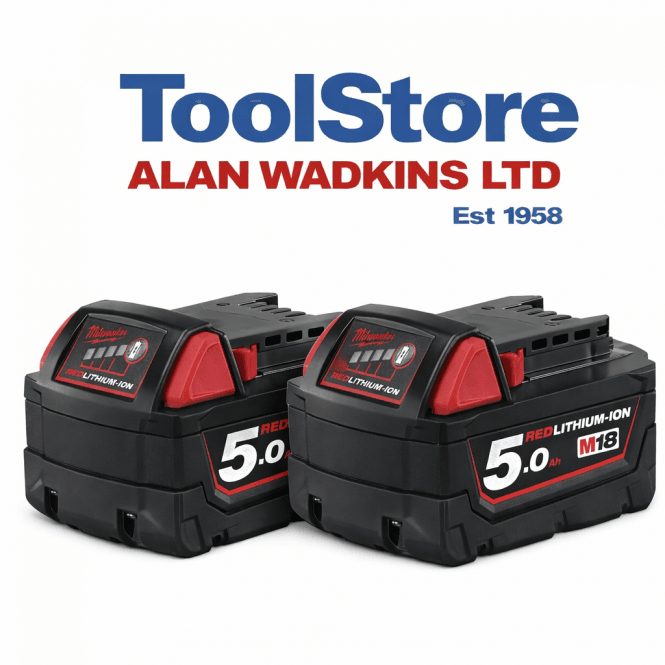 Milwaukee M18B5 Twin Pack 18v 5.0Ah Li-ion Battery Set