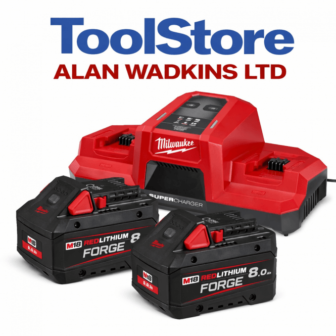 Milwaukee M18FORGENRG-802 Battery & Charger Set 2 x 8.0ah Forge Batteries + M18DBSC Charger