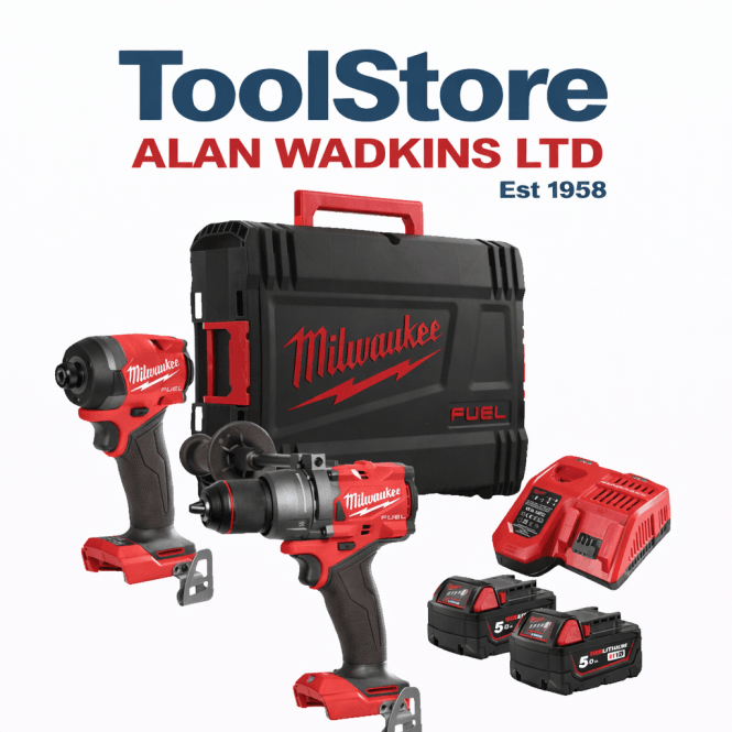 Milwaukee M18FPP2A3-502X 18v Cordless Generation 4 Twin Pack M18FPD3 + M18FID3 2 x 5.0ah Batteries + Charger