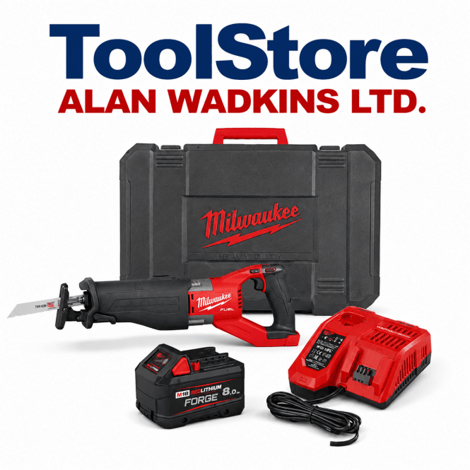 Milwaukee M18FSX-801C 18v Cordless Reciprocating Saw  Sawzall Saw 1 x 8.0Ah Forge Battery, Charger & Case