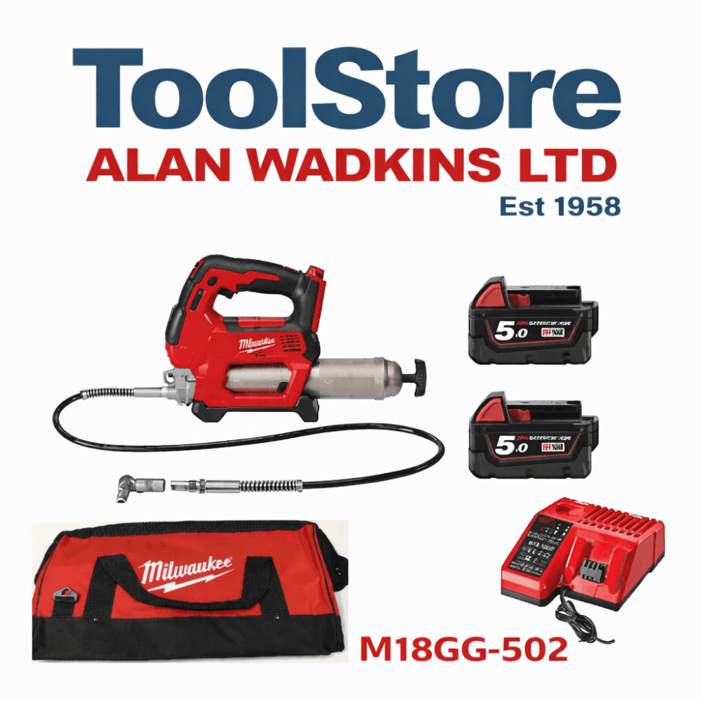 Milwaukee M18GG-502X 18v Cordless Grease Gun Kit 2 x 5.0ah Batteries,