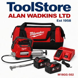 M18GG-502X 18v Cordless Grease Gun Kit 2 x 5.0ah Batteries, Charger and Bag