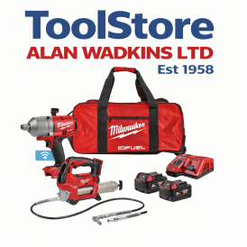 M18ONEPP2Q-502B 18v Grease Gun + 3/4 Impact Wrench Kit 2 x 5.0ah Batteries Charger + Bag