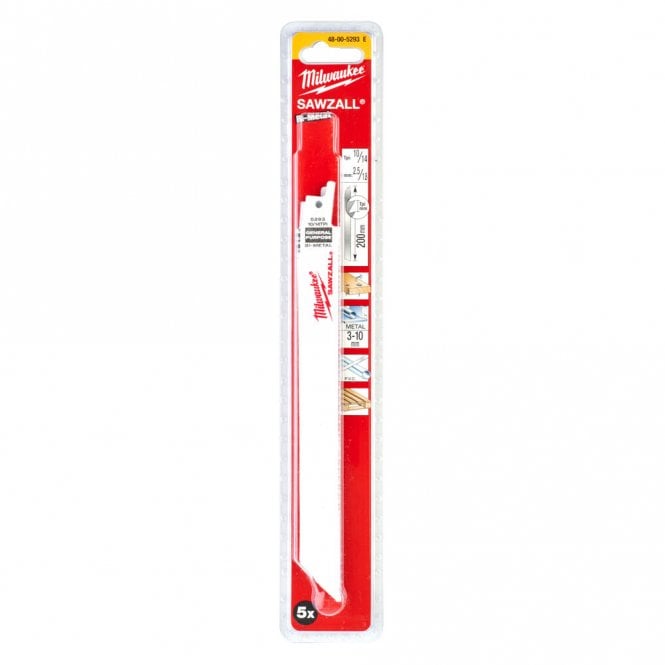 Milwaukee Recip Blade 200mm 10/14TPI Universal Applications Pk5