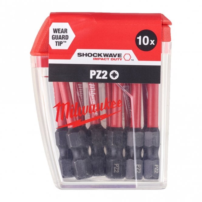 Milwaukee Shockwave™ Impact Duty 50mm PZ2 Screwdriver Bits Pack of 10