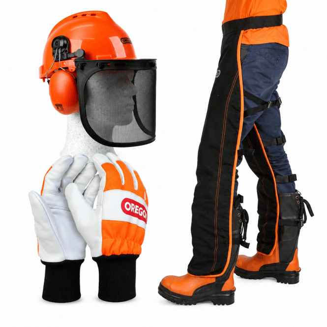Oregon Chainsaw Safety Equipment Kit Chaps Gloves + Helmet 574742A