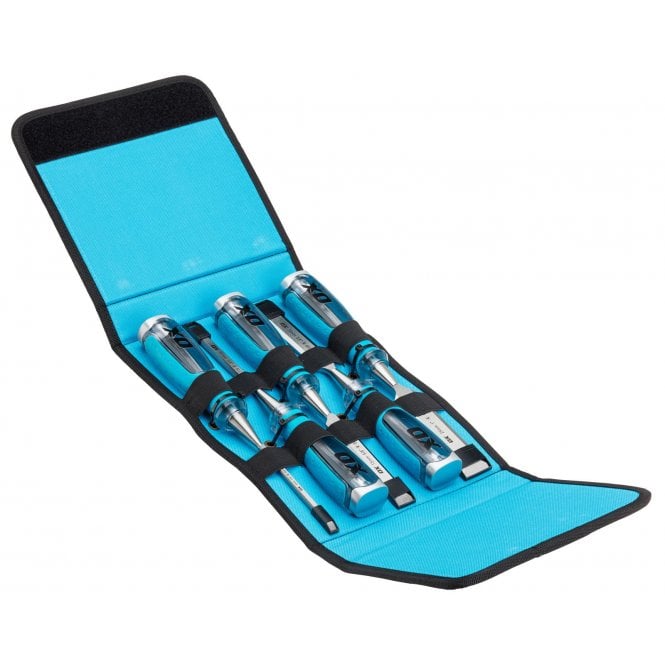 OX Tools OX-P371005 5 Piece Pro Wood Chisel Set in Velcro Case 6,10,16,19,25