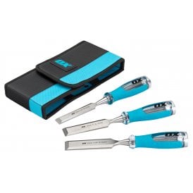 OX-P371203 3 Piece Wood Chisel Set in Velcro Case 13,19,25mm
