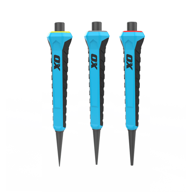 OX Tools Pro Nail Punch w/ Grip 3-Pack – 0.8mm, 1.6mm, 2.4mm OX-P095031