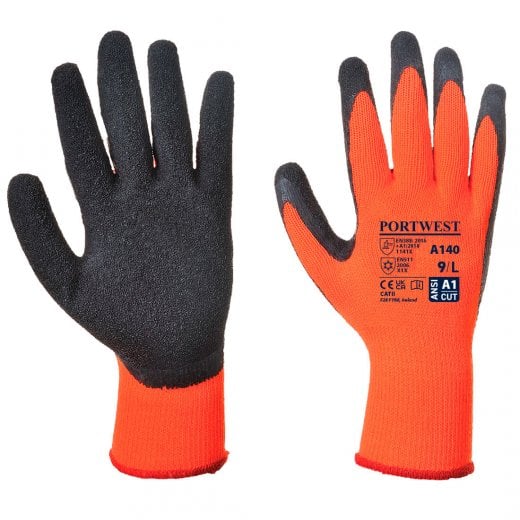 Portwest A140 - Thermal Grip Glove - Latex Orange/Black