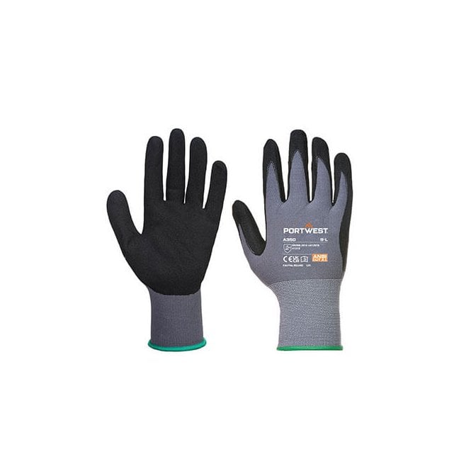 Portwest DermiFlex Nitrile Foam Glove Black / Grey Size 8 Medium