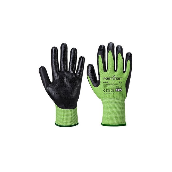 Portwest Green Cut D13 Nitrile Foam Glove Green / Black Size 9 Large