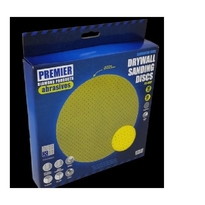 Premier Diamond Products P5-DWP 225mm Hook & Loop Sanding Discs Pack of 10