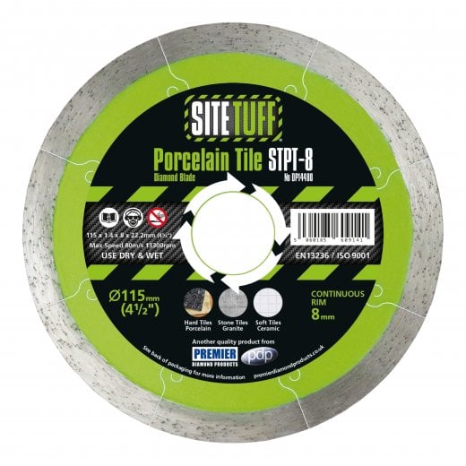 Premier Diamond Products STPT-8 SiteTuff Continuous Rim Diamond Porcelain & Ceramic Tile Blade