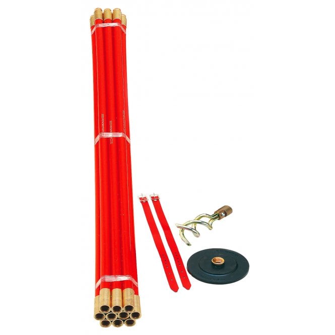 Rothenberger Drain Rod Set 10 Pieces c/w Plunger Worm Screw & Straps 130080