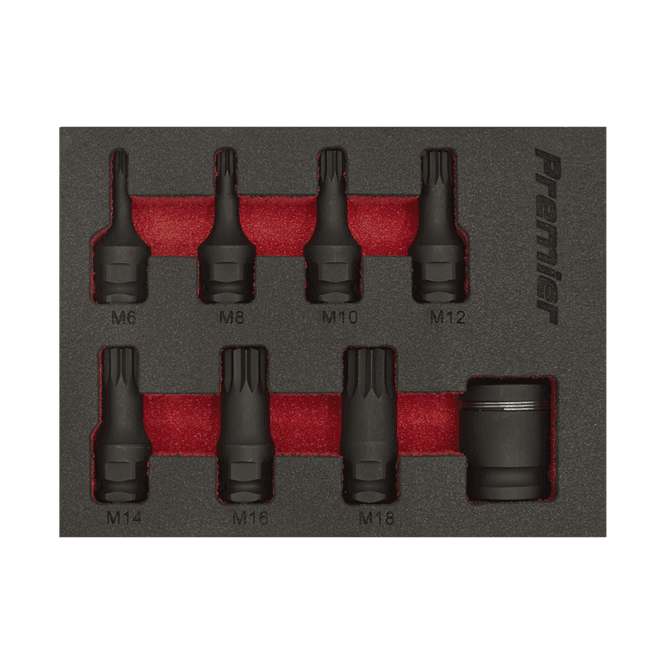 Sealey AK5622 Impact Spline Socket Bit Set 8pc 3/8