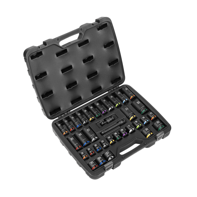 Sealey AK5635M 34 Piece 1/2 Drive Impact Socket Set 10-32mm