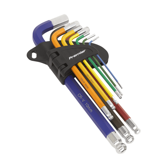Sealey AK7190 Ball-End Hex Key Set 9pc Colour-Coded Long