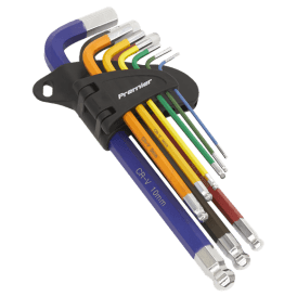 AK7190 Ball-End Hex Key Set 9pc Colour-Coded Long