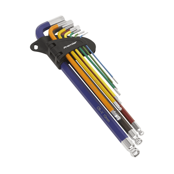 Sealey AK7191 9 Piece Anti-Slip Extra-Long Ball-End Hex Key Set