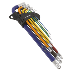AK7191 9 Piece Anti-Slip Extra-Long Ball-End Hex Key Set