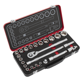 AK7924 24 Piece 1/2"Sq Drive Chrome Socket Set Platinum Series