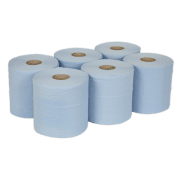 BLU150 150m Blue Embossed 2-Ply Paper Roll - Pack of 6