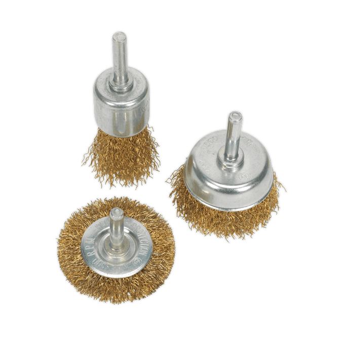Sealey BWBS03 3 Piece Crimped Wire Brush Set