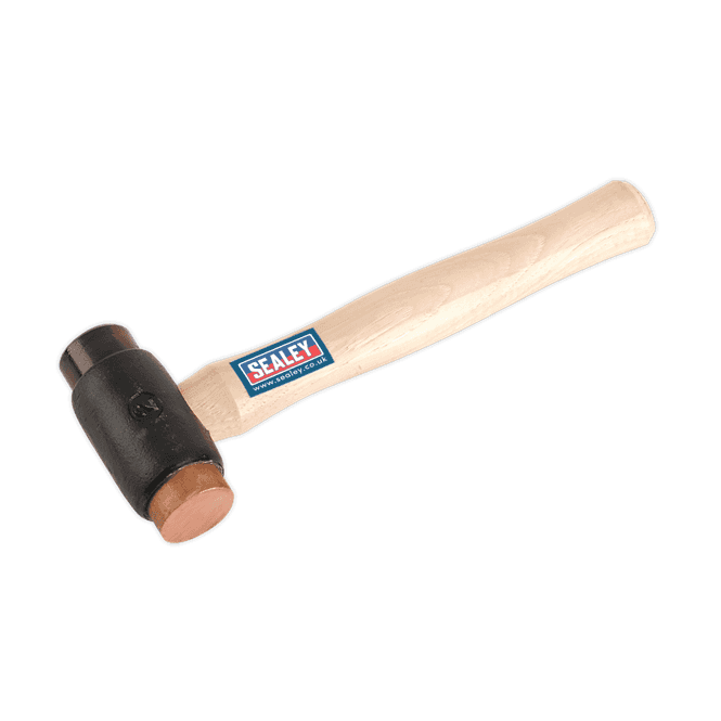 Sealey CRF25 2.25lb Copper/Rawhide Faced Hammer 2.25lb with Hickory Shaft