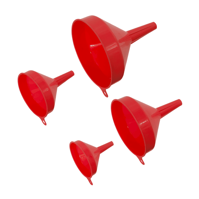 Sealey F94 Economy Fixed Spout Funnel Set 4 Piece