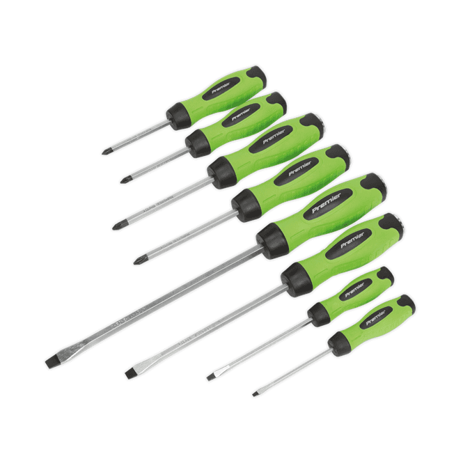 Sealey HV002 8 Piece Hammer Thru Screwdriver Set  Hi-Vis Green