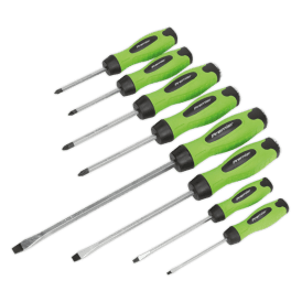 HV002 8 Piece Hammer Thru Screwdriver Set  Hi-Vis Green