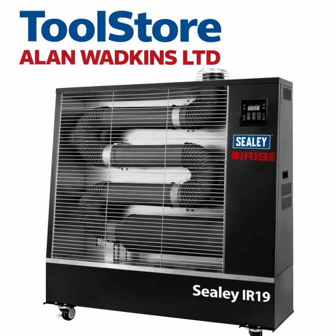 Sealey IR19 Infrared Diesel Heater 19KW Industrial Wheeled Space Warmer 240v