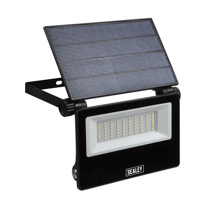 Sealey LED30S Extra-Slim Solar Floodlight with Wall Bracket 30W SMD LED