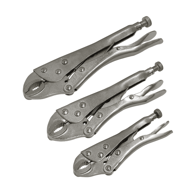 Sealey S0463 3 Piece Locking Plier Set 125mm 175mm 215mm