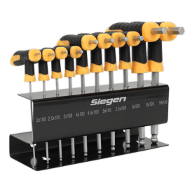 Siegen S01150 10 Piece Ball-End Hex Key Set T-Handle Metric