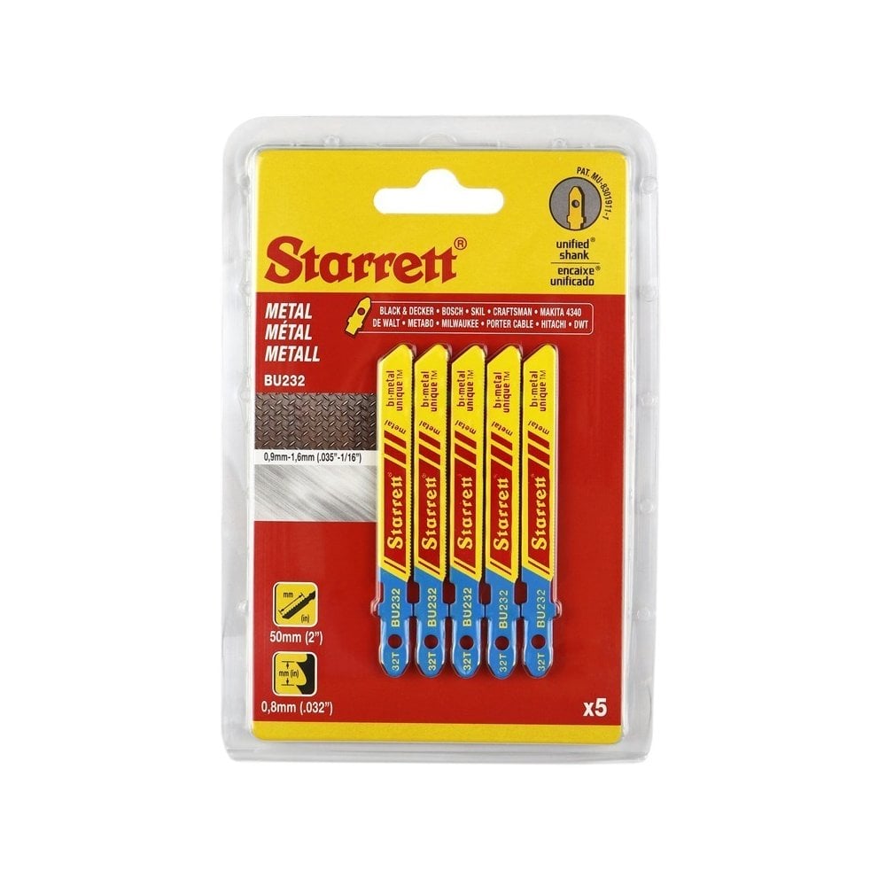Starrett BU232-5 Metal Cutting Jigsaw Blades 32TPI Pack 5