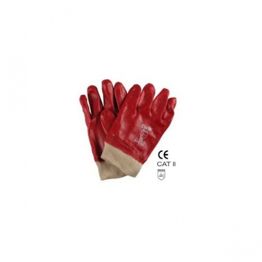 SWP PVC Knitwrist Gloves Red                        