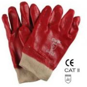 PVC Knitwrist Gloves Red                        