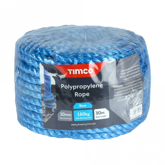 Timco 10mm Blue Poly Rope Polypropylene Rope Coil 10mm x 30m BR1030C
