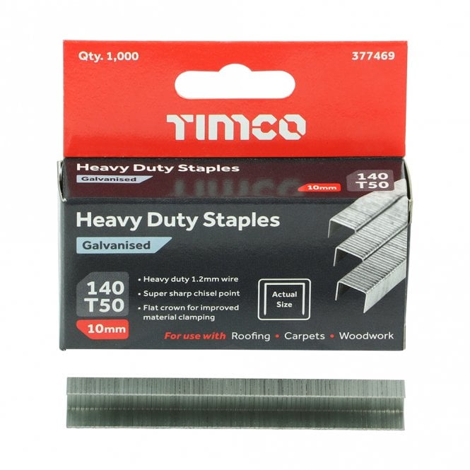 Timco 10mm Galvanised Staples Heavy Duty 1000 Pieces 377469