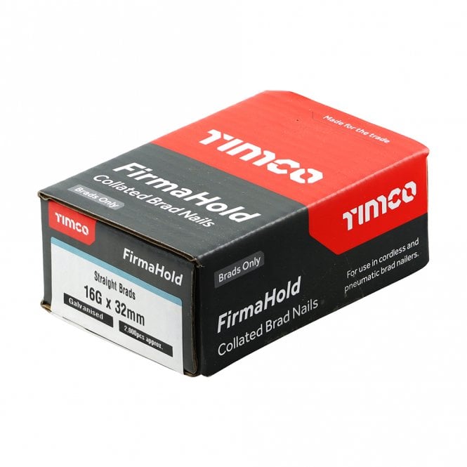Timco 32mm Brad Nails 16G FirmaHold Straight Brad Nails Box 2000 BG1632