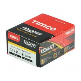 35020VY 3.5 x 20 Velocity Premium Countersunk Screw PZ2 Zinc Yellow Box 200