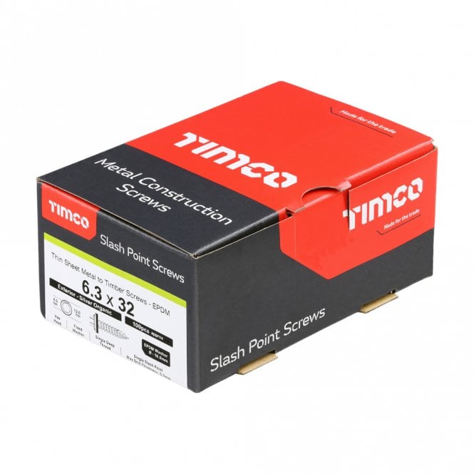 Timco 6.3 X 32MM Hex Slash Timber Screw With 16mm Washer Box 100