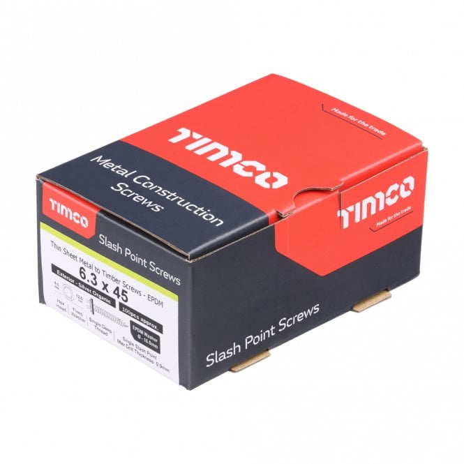Timco 6.3 X 45MM Hex Slash Timber Screw With 16mm Washer Box 100