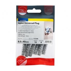 8 x 40mm Nylon Universal Plug Bag 100 Pieces