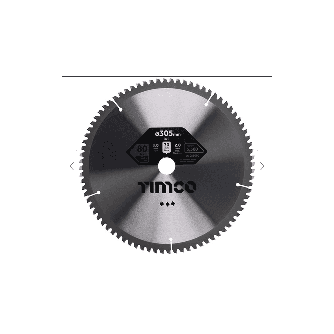 Timco A3053080 TCT -5 Degree Sawblade 305 x 30 x 80T